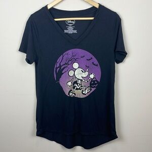 Disney | Mickey Mouse Skeleton V-Neck Short Sleeve T-Shirt; Size Large